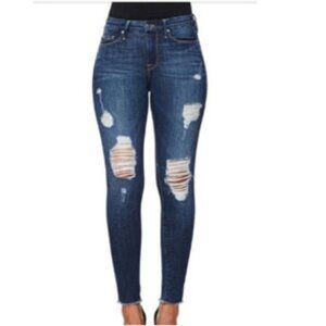 Good American Women's Blue Good Legs Distressed High Rise Skinny Jeans Sz 10/30